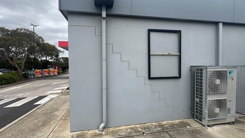 Cracked wall damaged with diminished structural integrity
