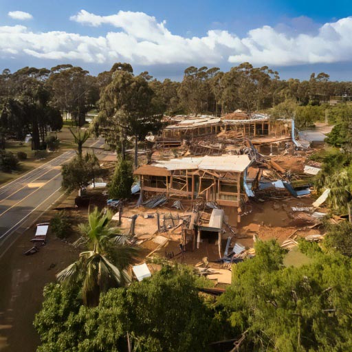 Emergency disaster building due to storms and floods